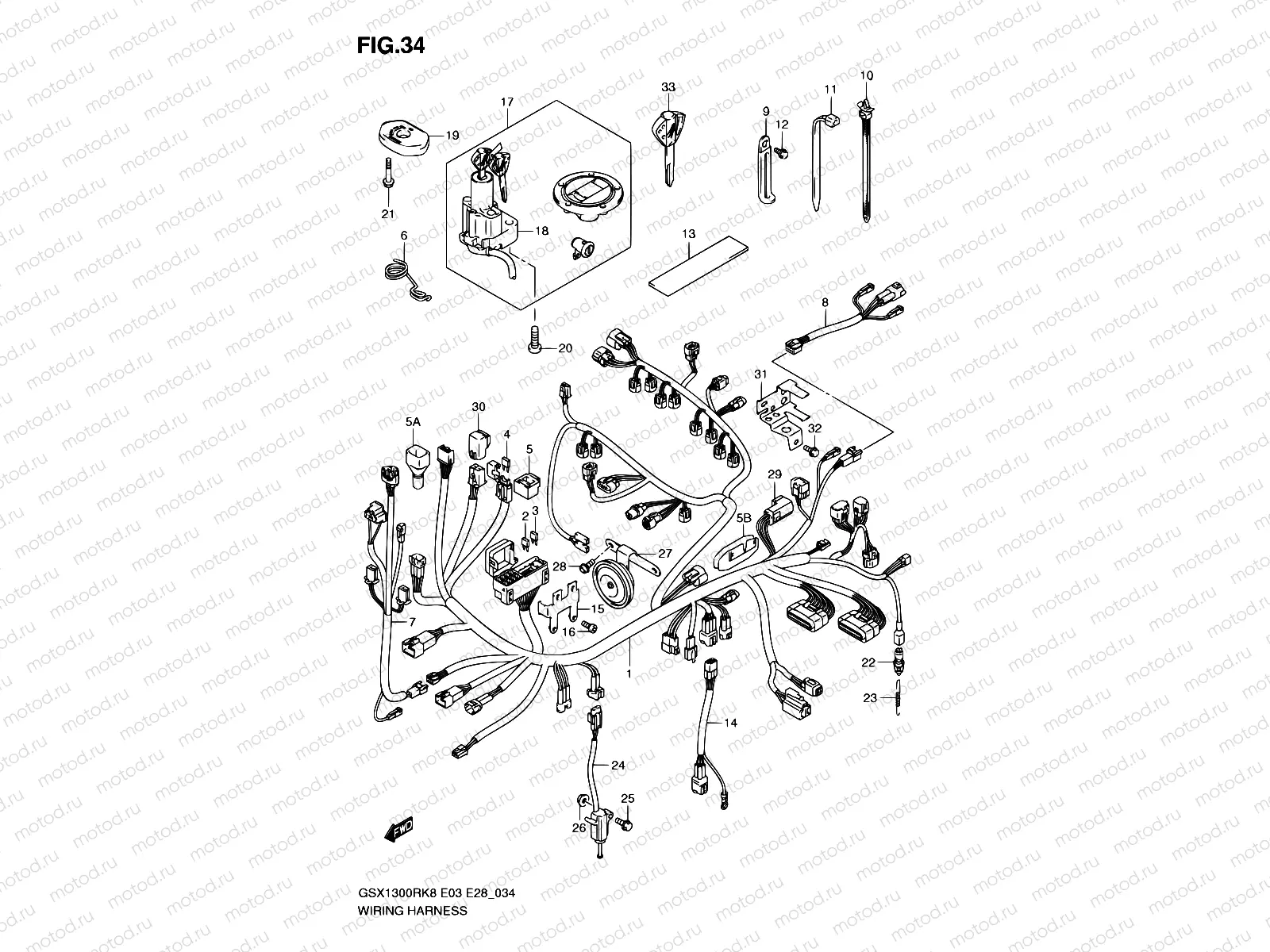 34 - WIRING HARNESS (MODEL K8/K9)