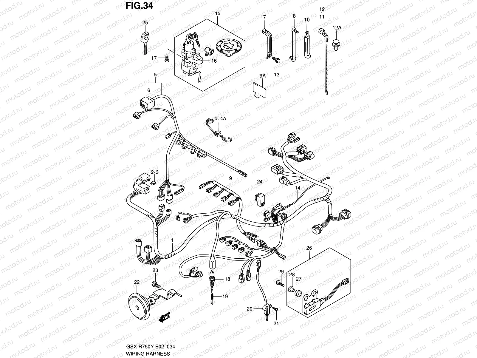 34 - WIRING HARNESS (MODEL Y/K1)