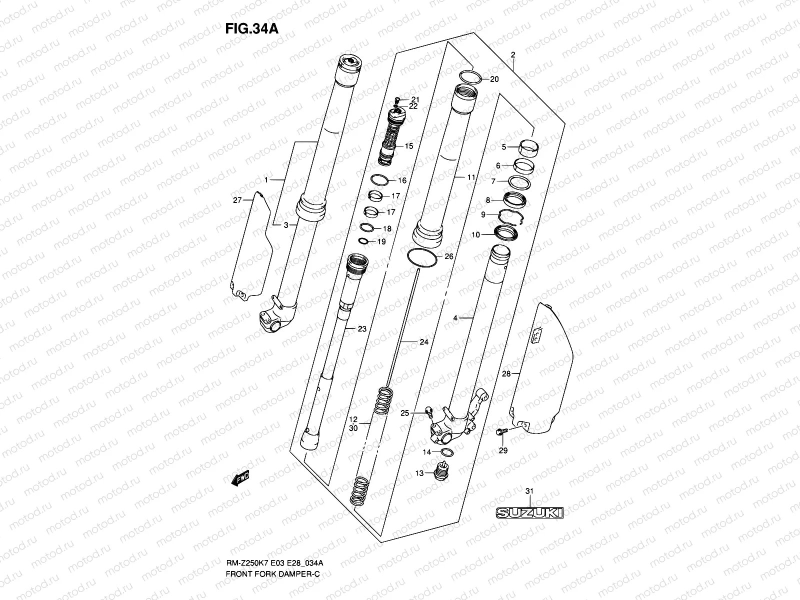 34A - FRONT DAMPER (MODEL K8/K9)
