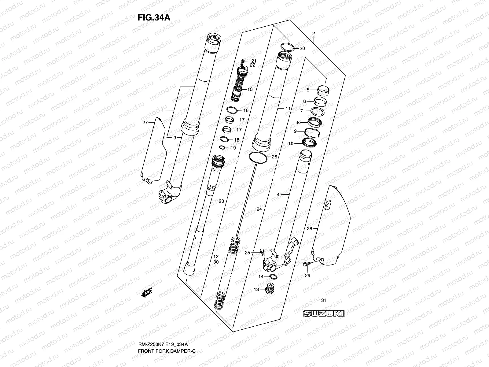 34A - FRONT DAMPER (MODEL K8/K9)