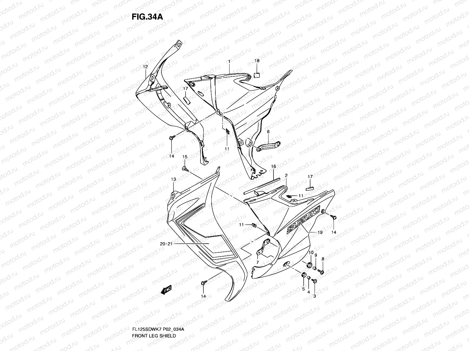 34A - FRONT LEG SHIELD (MODEL K9)