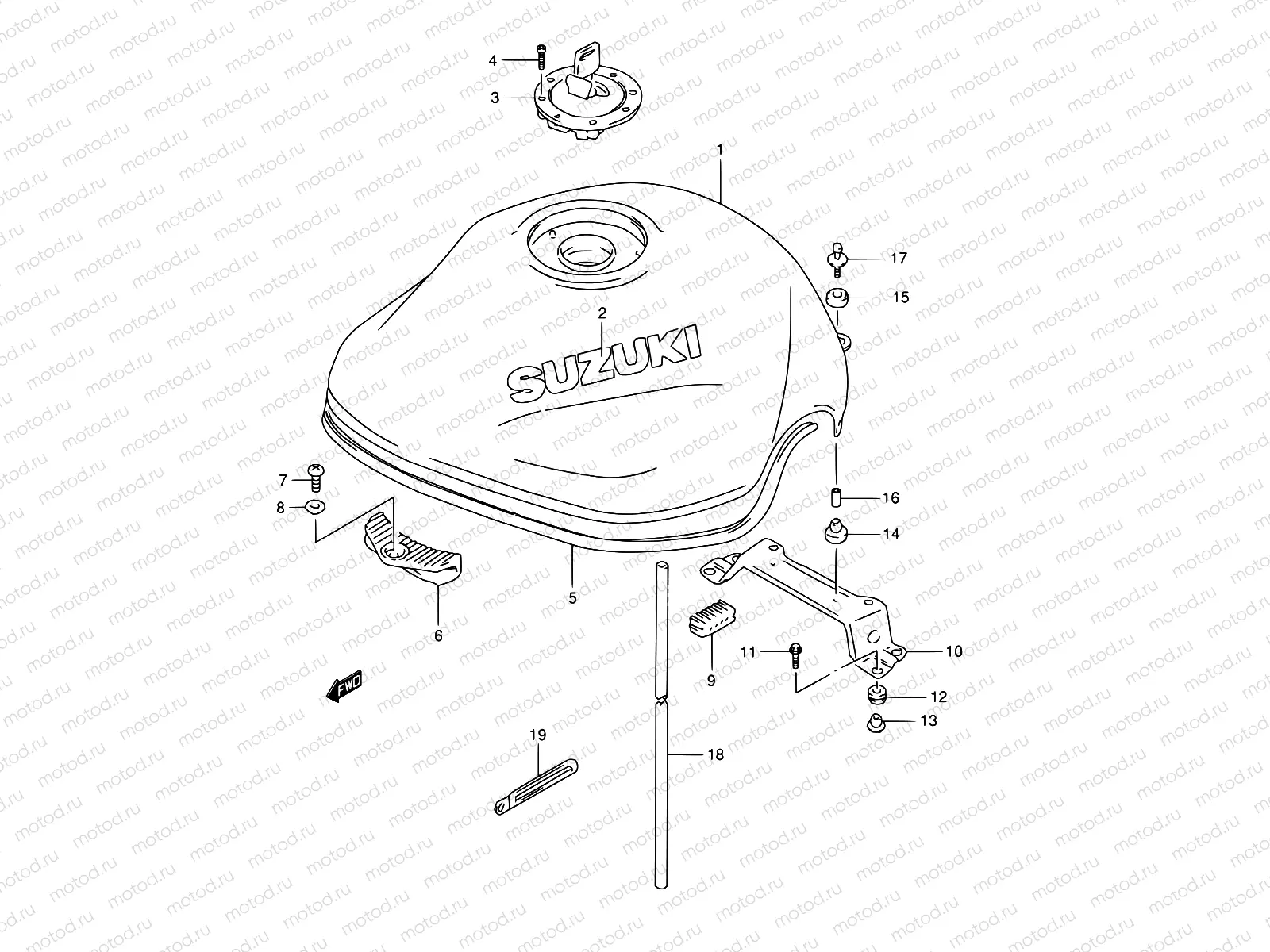 34A - FUEL TANK (MODEL W/X)