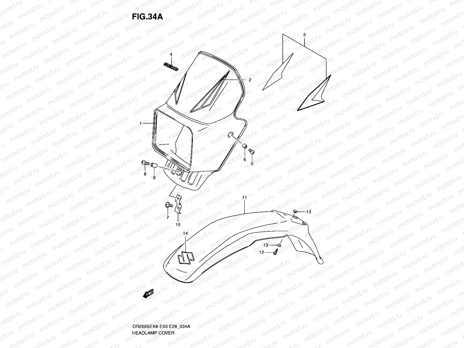34A - HEADLAMP COVER (MODEL K8/K9/L0)