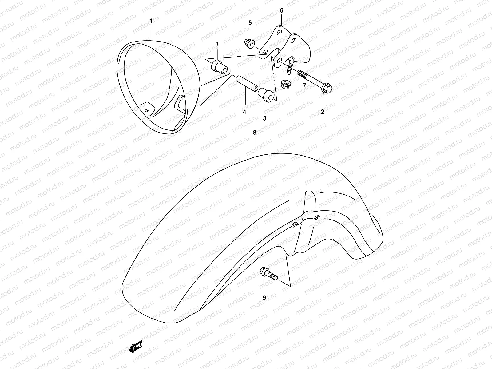 34A - HEADLAMP HOUSING (MODEL K3)