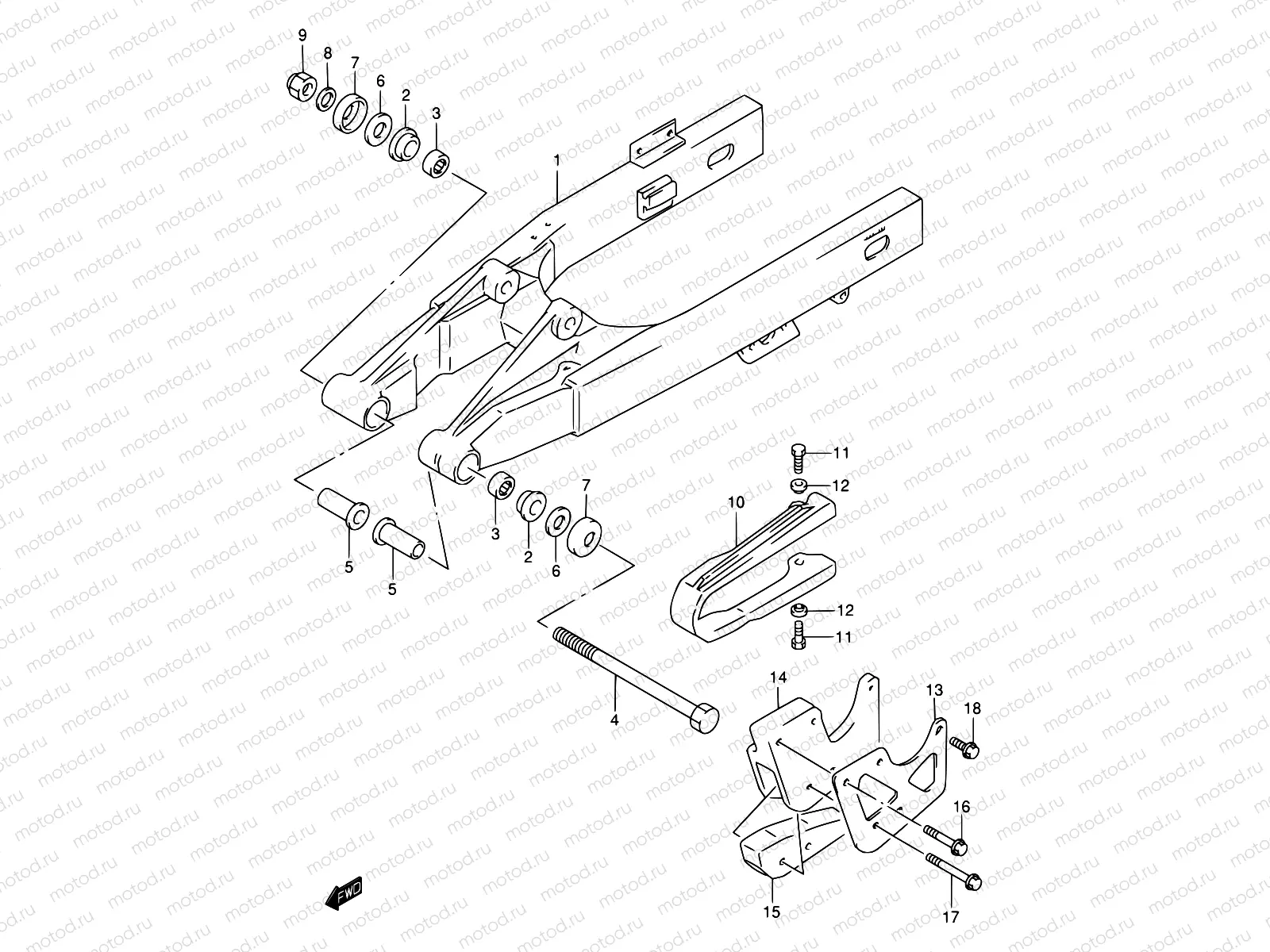 34A - REAR SWINGING ARM (MODEL K3)