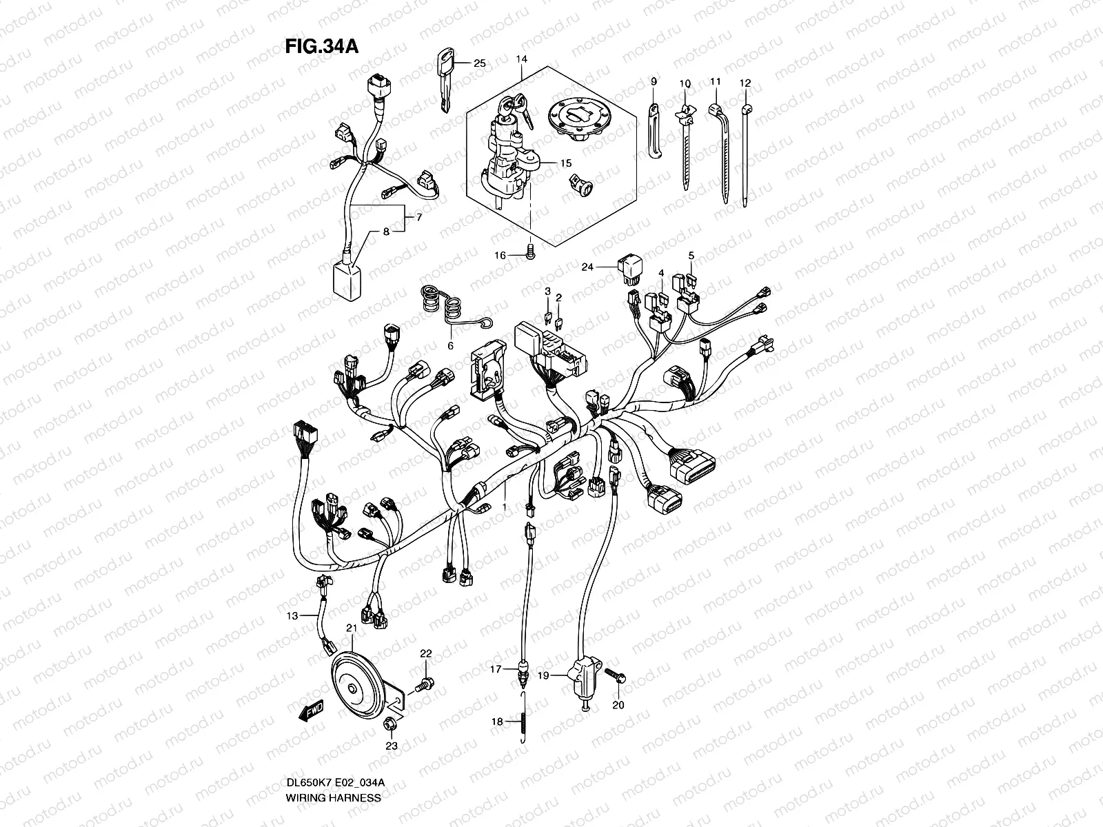 34A - WIRING HARNESS (DL650AK7/AU3K7)