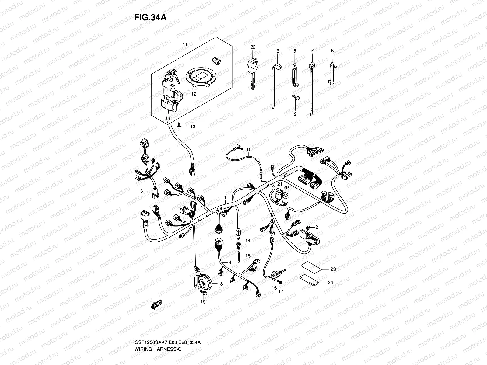 34A - WIRING HARNESS (GSF1250SK7/SK8/SK9)