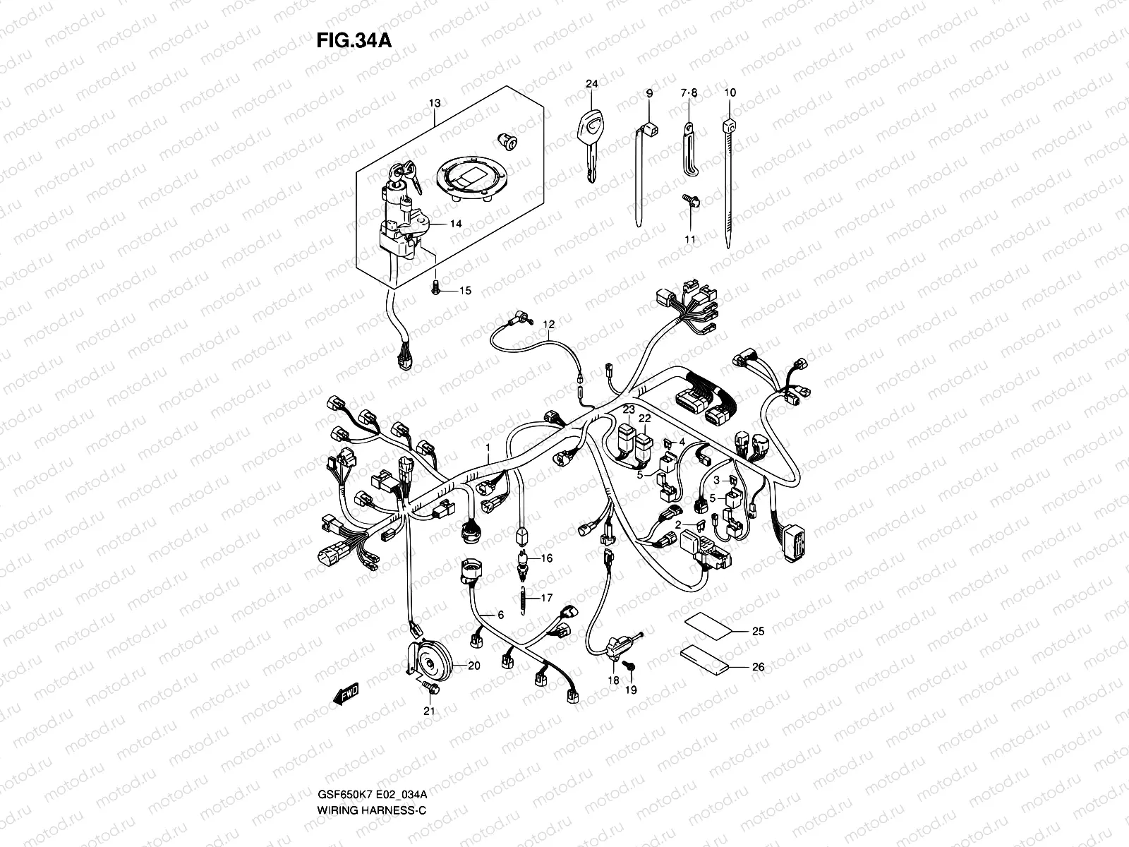 34A - WIRING HARNESS (GSF650AK7/AK8/UAK7/UAK8)