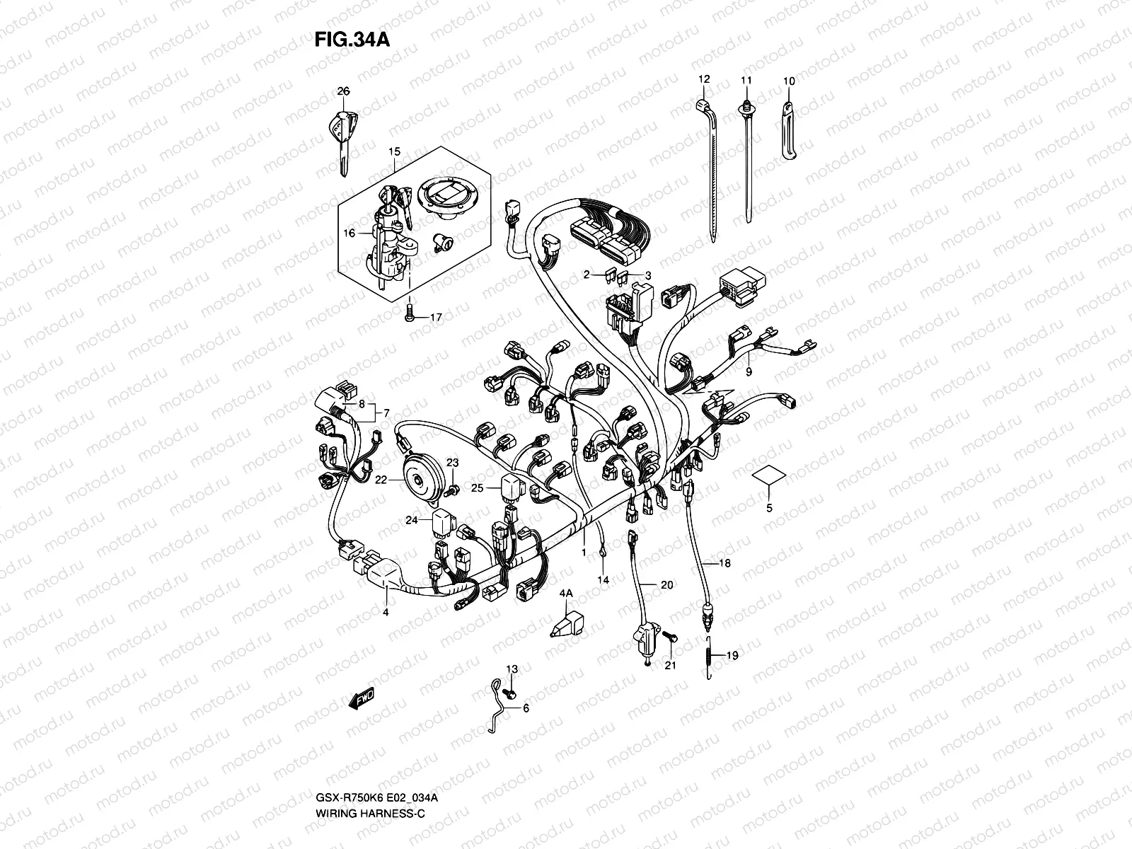 34A - WIRING HARNESS (GSX-R750K6/K7 P37)