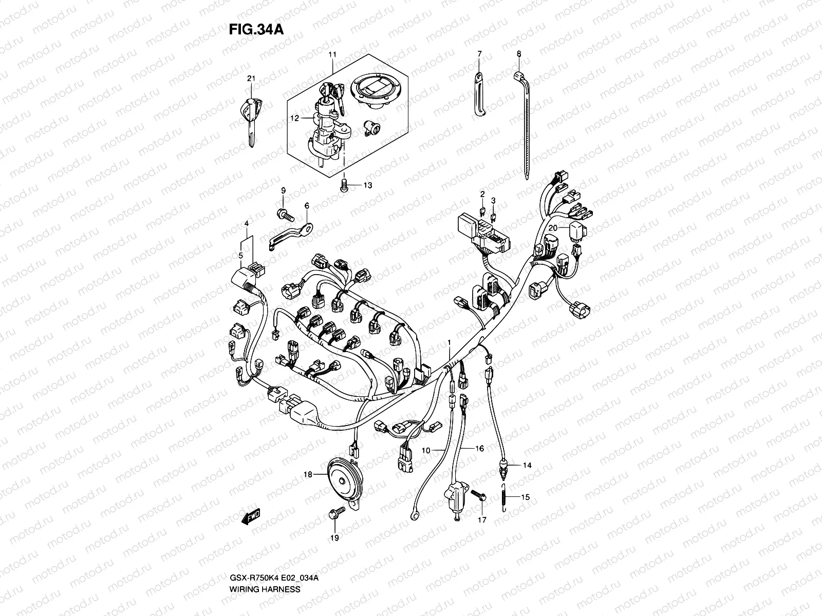 34A - WIRING HARNESS (GSX-R750XK5/U2XK5)