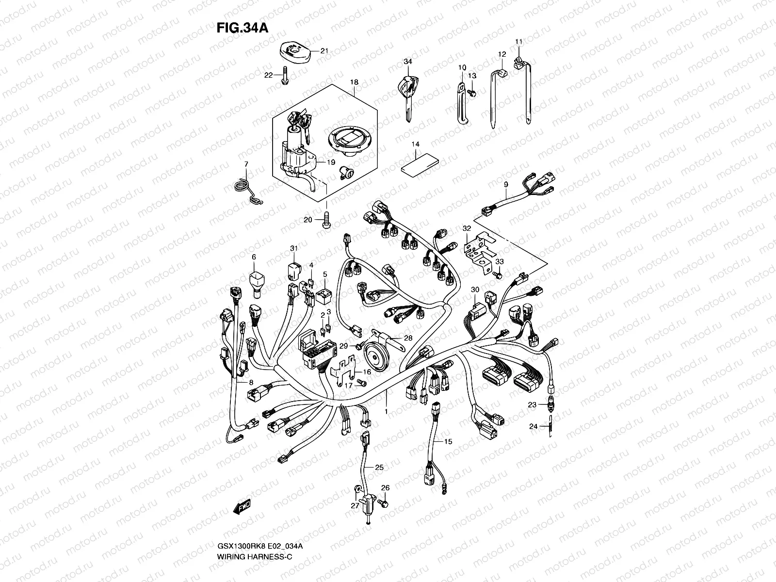 34A - WIRING HARNESS (GSX1300RK8/RK9 P37)