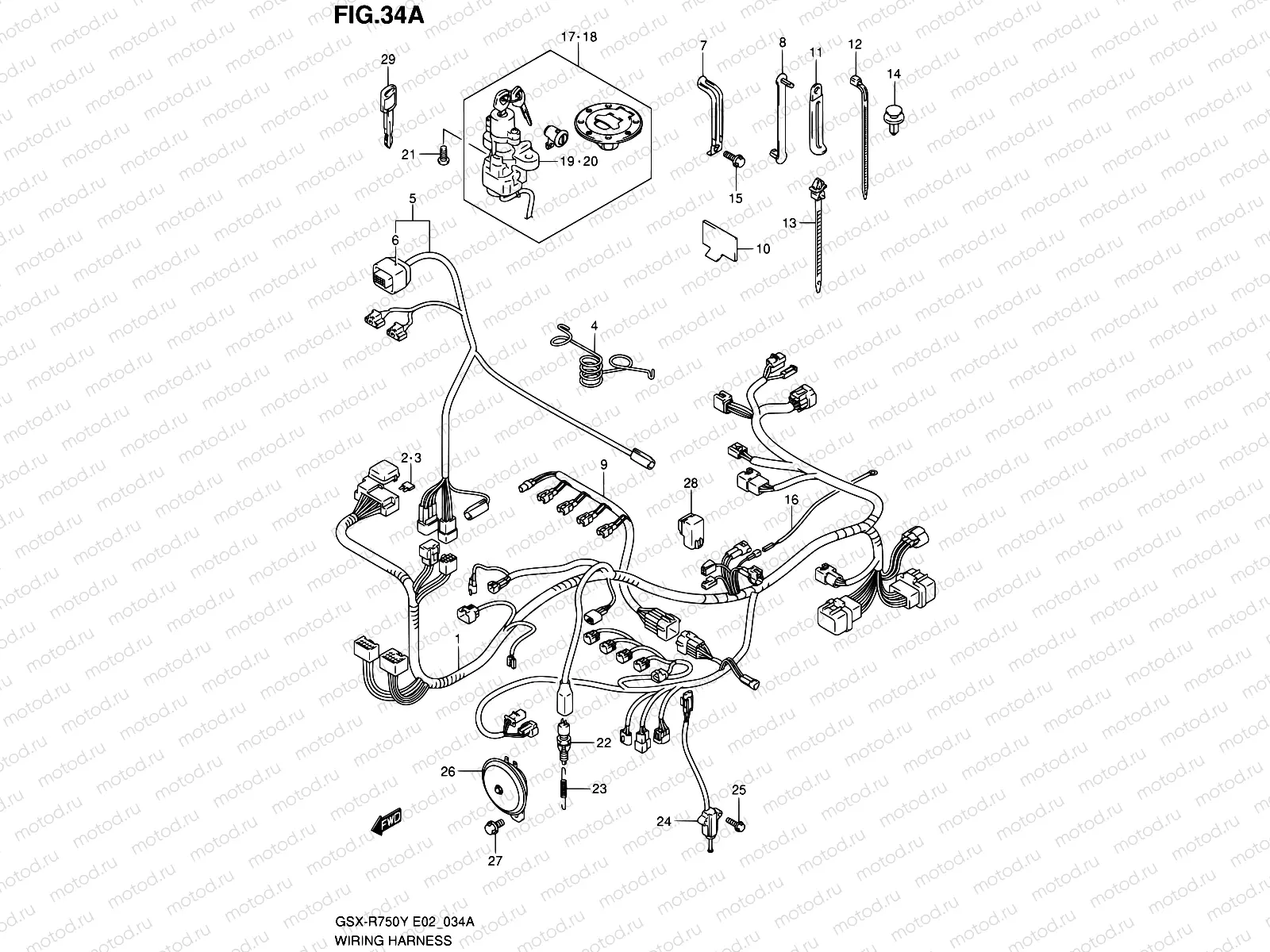 34A - WIRING HARNESS (MODEL K2)