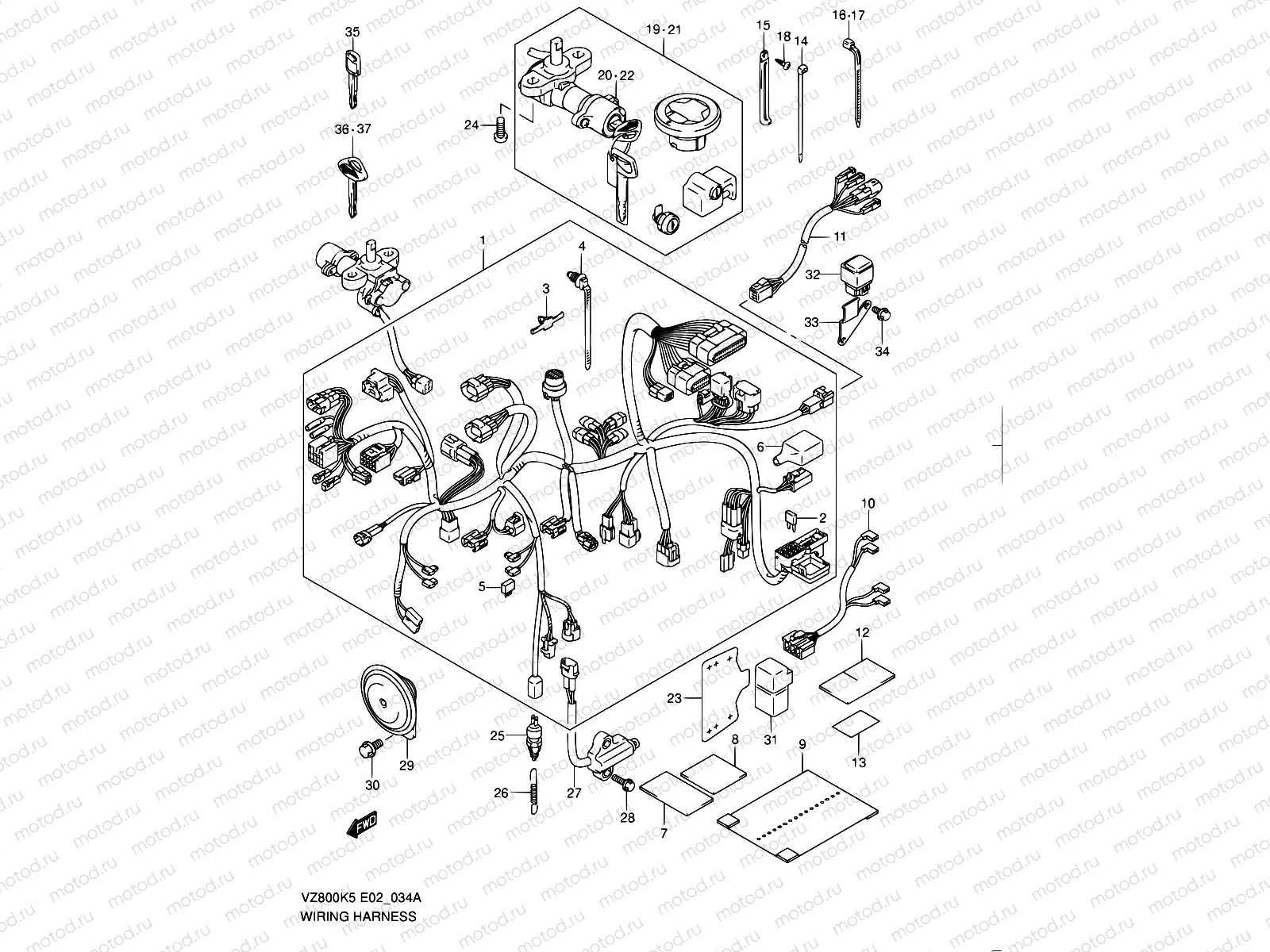 34A - WIRING HARNESS (MODEL K9)