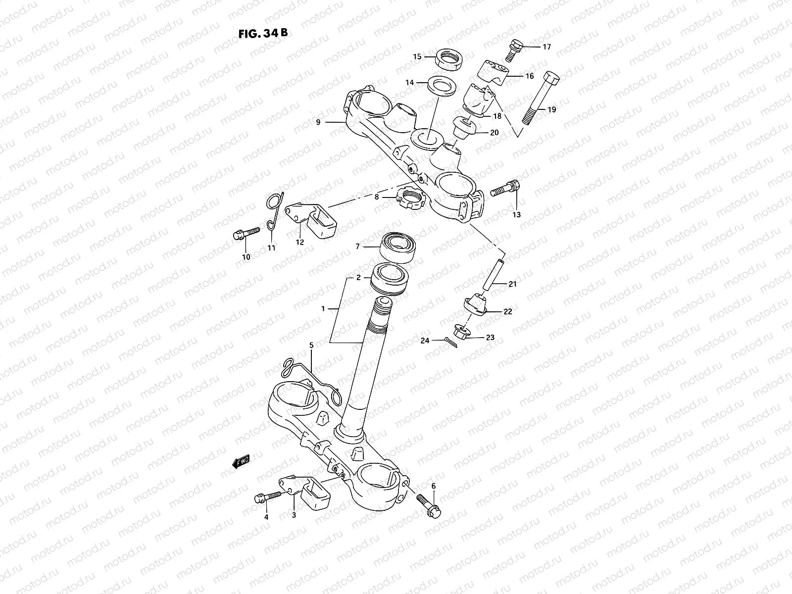 34B - STEERING STEM (MODEL P/R/S)