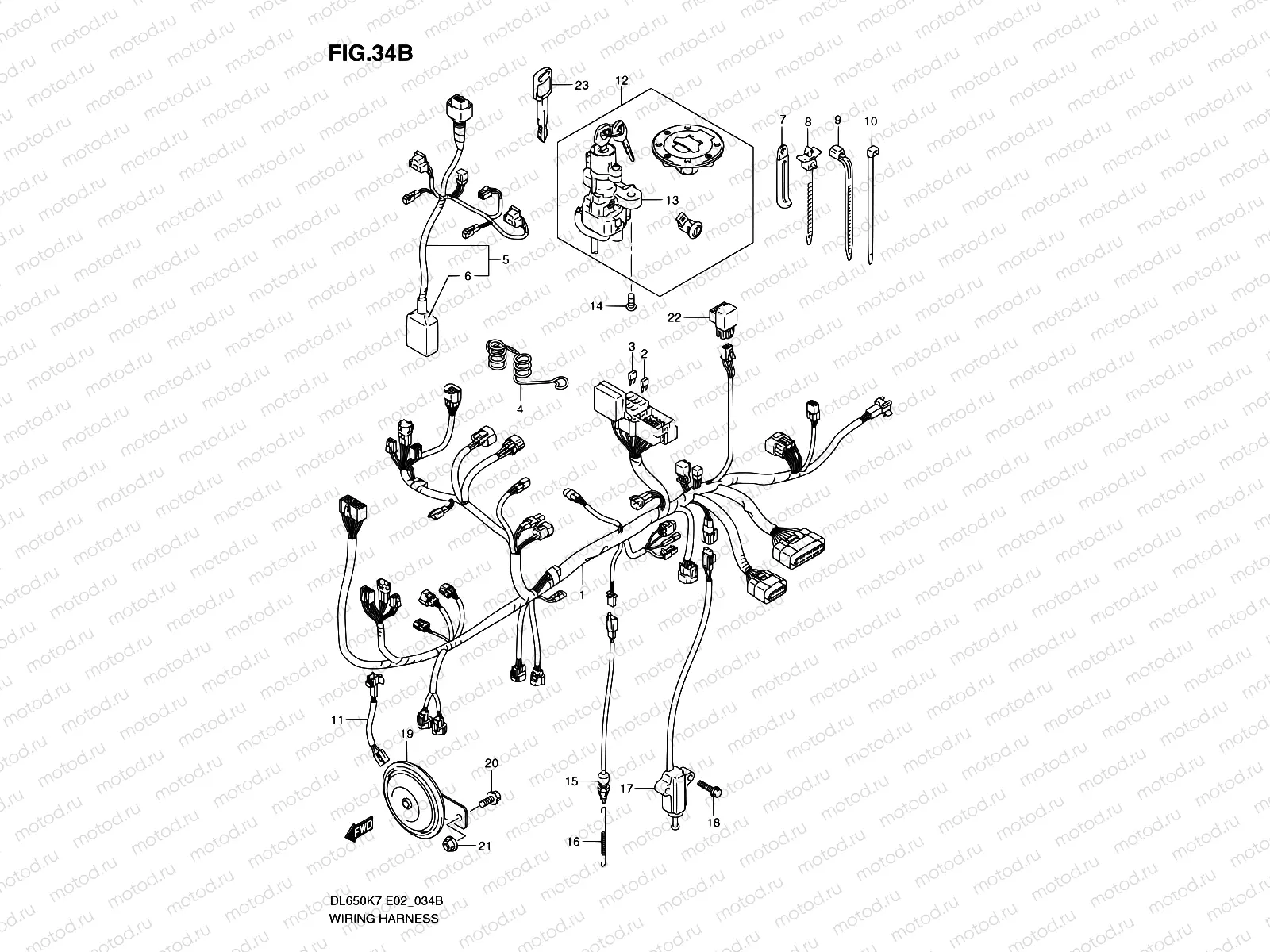 34B - WIRING HARNESS (DL650K8/U3K8/K9/UEK9/L0/UEL0)