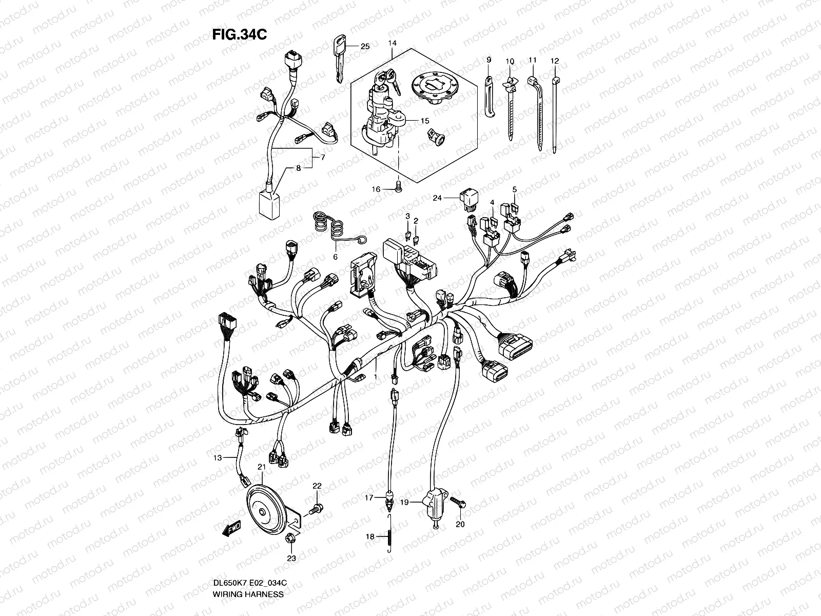 34C - WIRING HARNESS (DL650AK8/AU3K8/AK9/AUEK9/AL0/AUEL0)