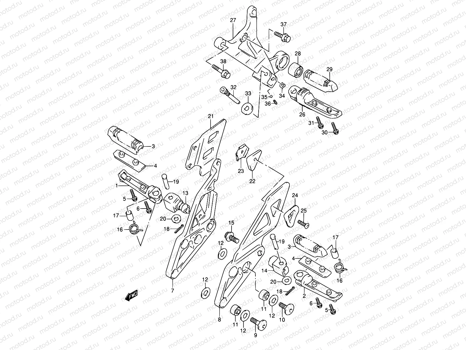 35 - FOOTREST (MODEL P/R)