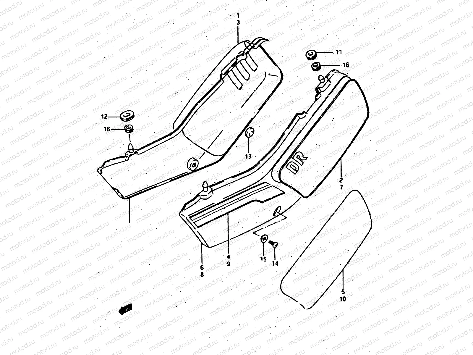 35 - FRAME COVER (DR500SG/SH)