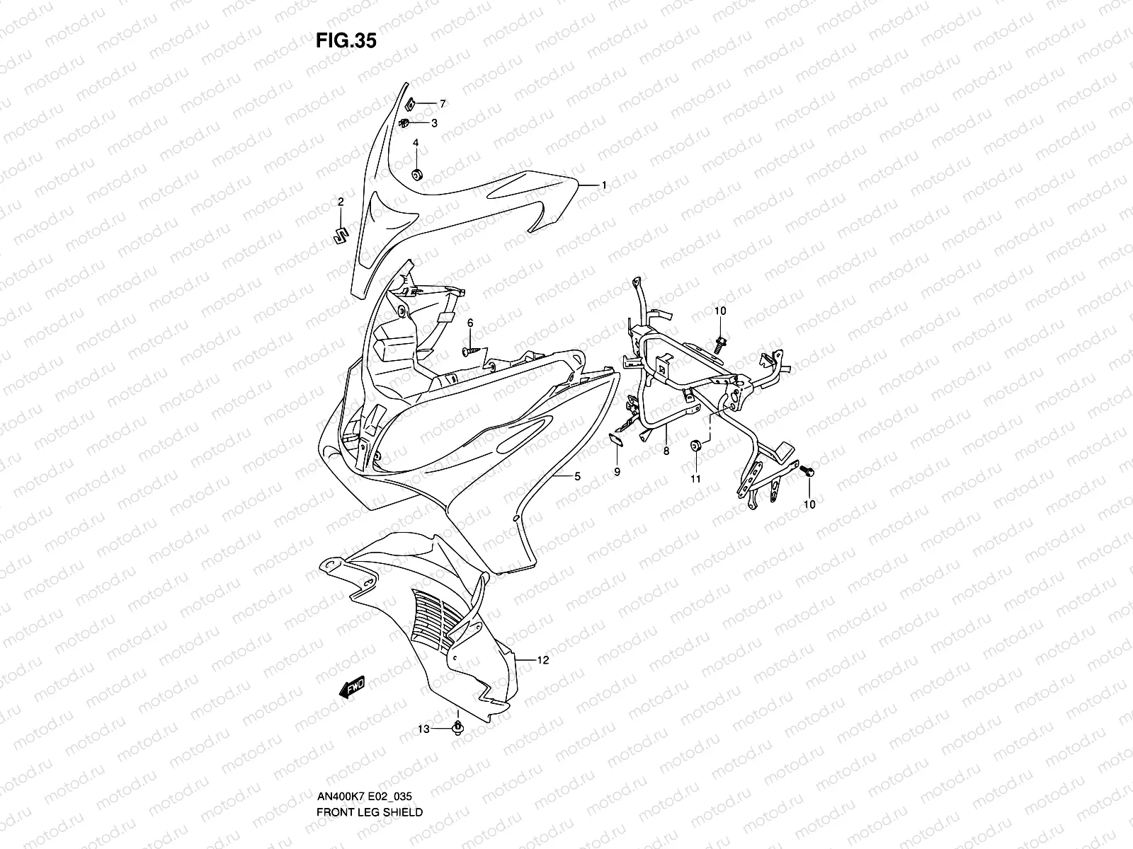 35 - FRONT LEG SHIELD (MODEL K7/K8)