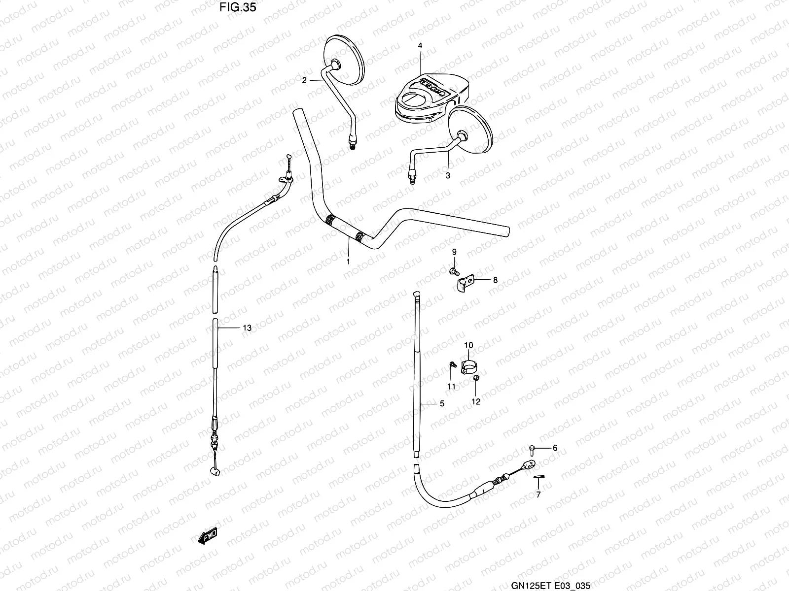 35 - HANDLEBAR - FRONT CABLE
