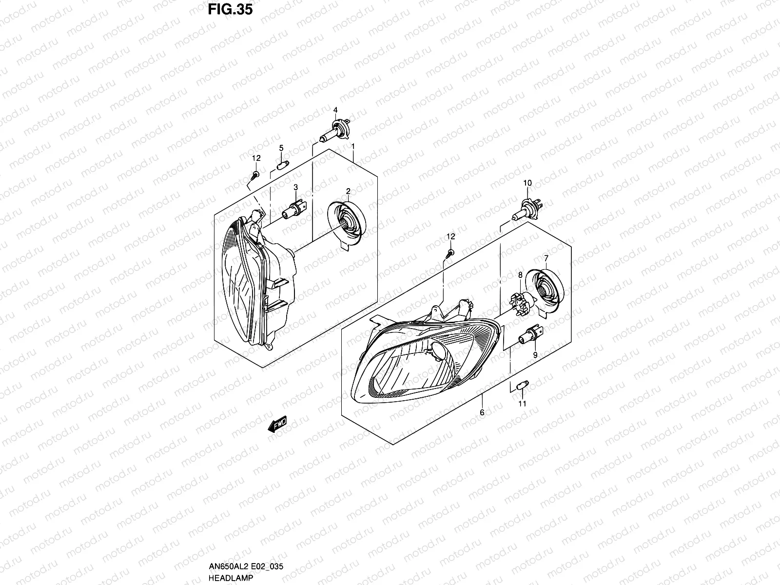 35 - HEADLAMP (AN650AL2 E19)