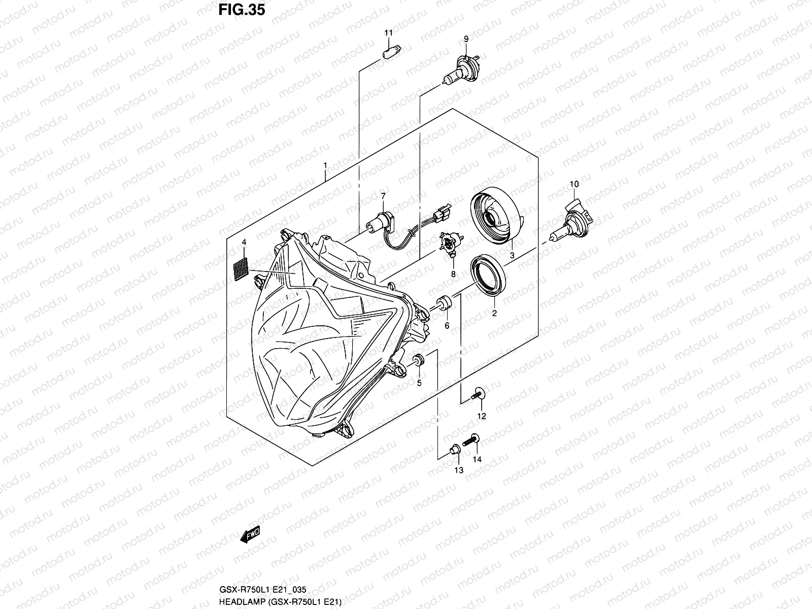 35 - HEADLAMP (GSX-R750L1 E21)