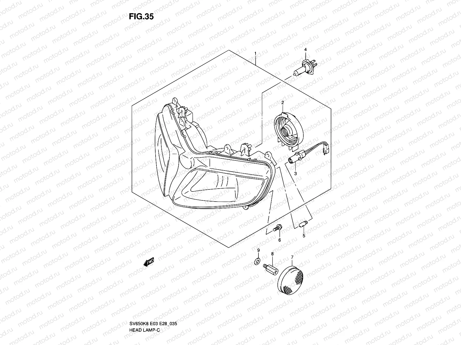 35 - HEADLAMP (SV650SK8/SAK8/SK9/SAK9/SL0/SAL0)
