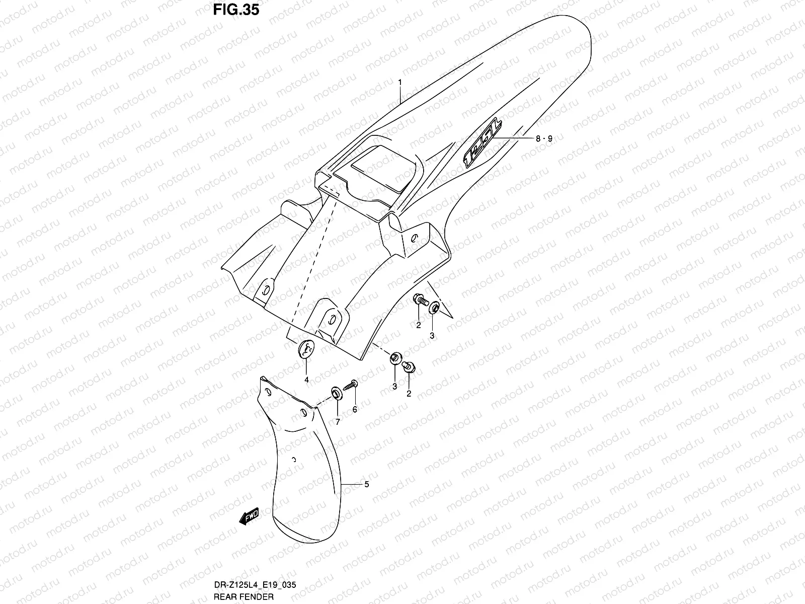 35 - REAR FENDER (DR-Z125LL4 E19)