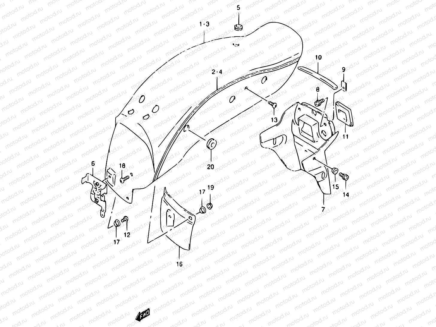 35 - REAR FENDER (MODEL W/X)