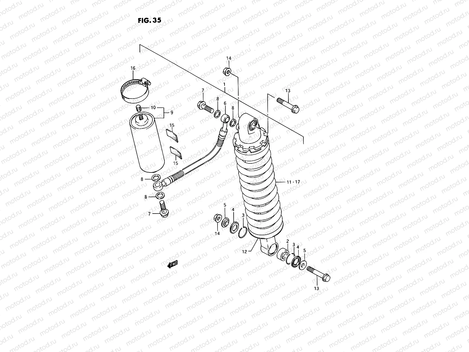 35 - REAR SHOCK ABSORBER (MODEL H/J)