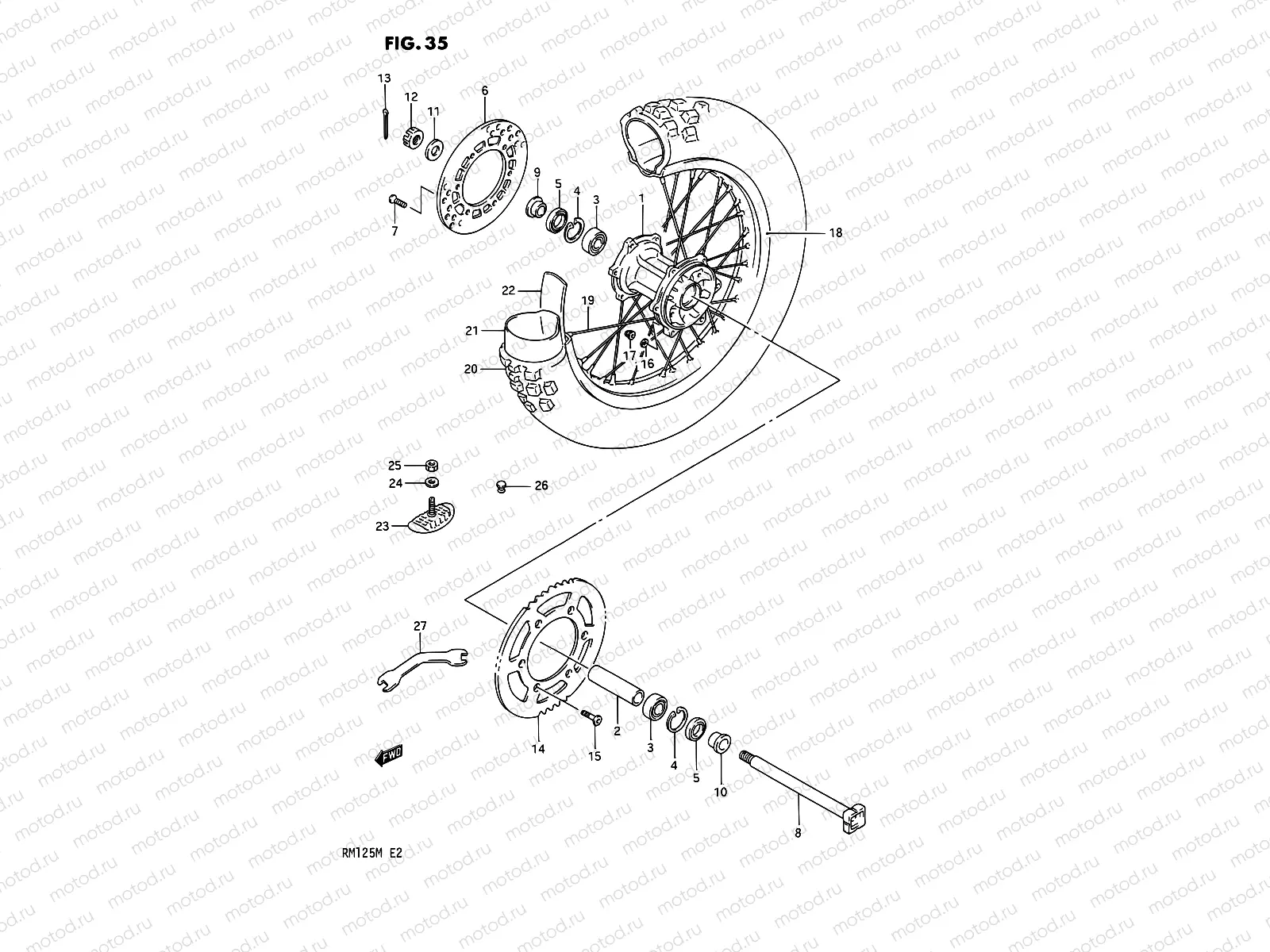 35 - REAR WHEEL (MODEL K)