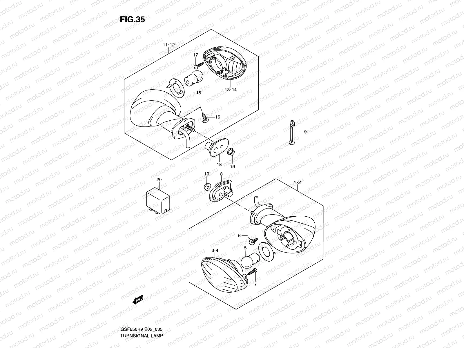 35 - TURNSIGNAL LAMP (GSF650SK9/SAK9/SUK9/SUAK9/SL0/SAL0/SUL0/SUAL0)