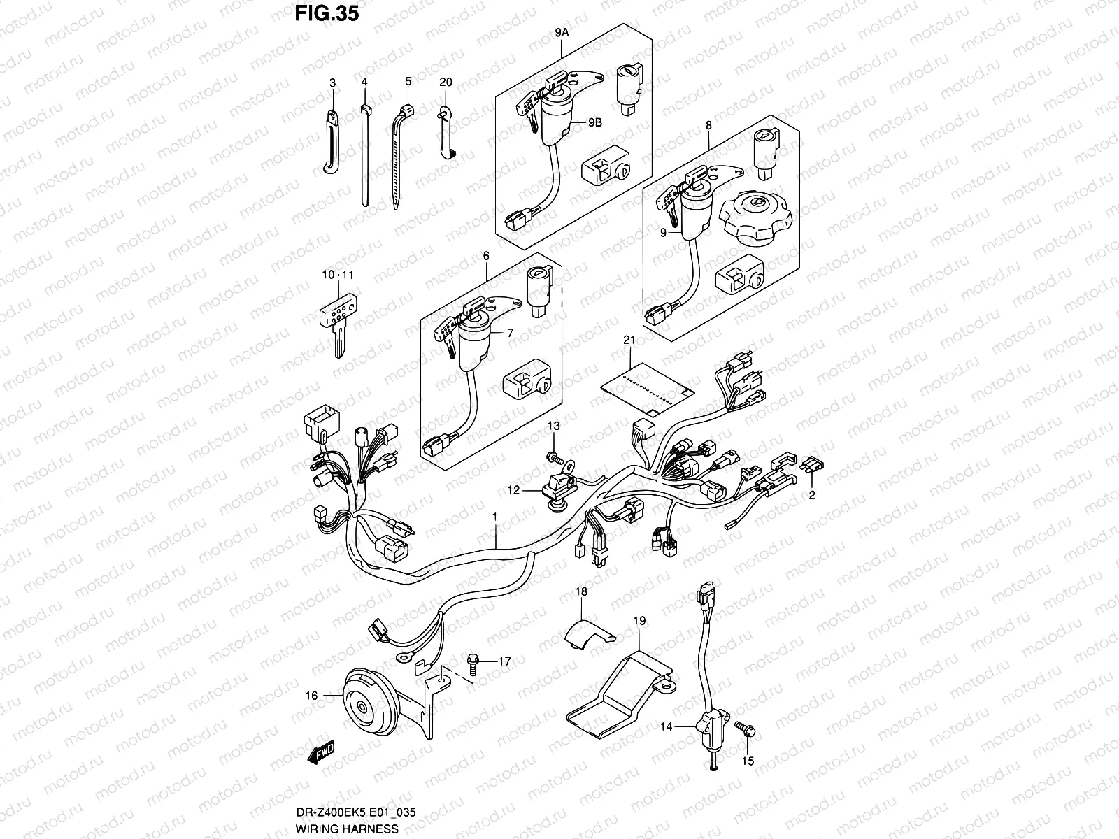 35 - WIRING HARNESS (DR-Z400EK5/K6/K7/K9 E24)
