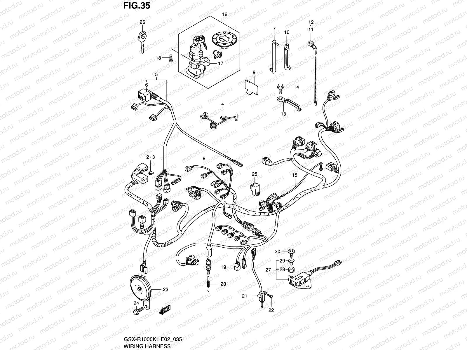 35 - WIRING HARNESS (GSX-R1000K1)