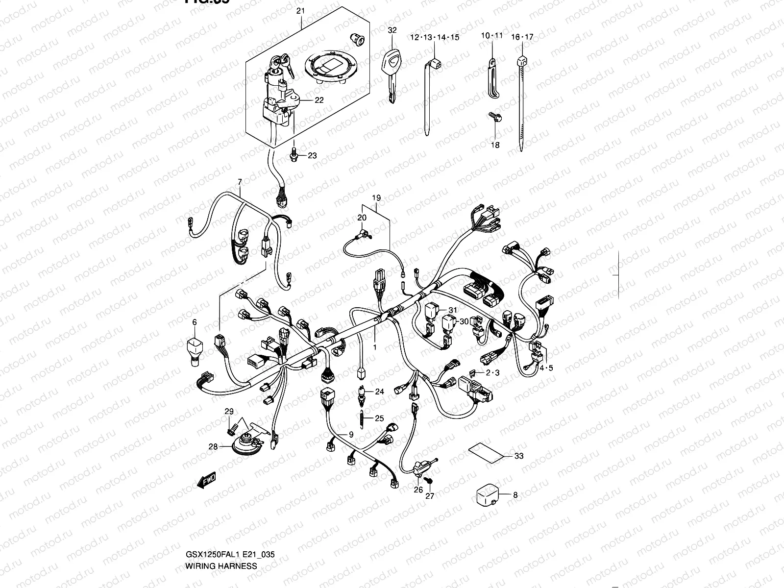 35 - WIRING HARNESS (GSX1250FAL1 E21)