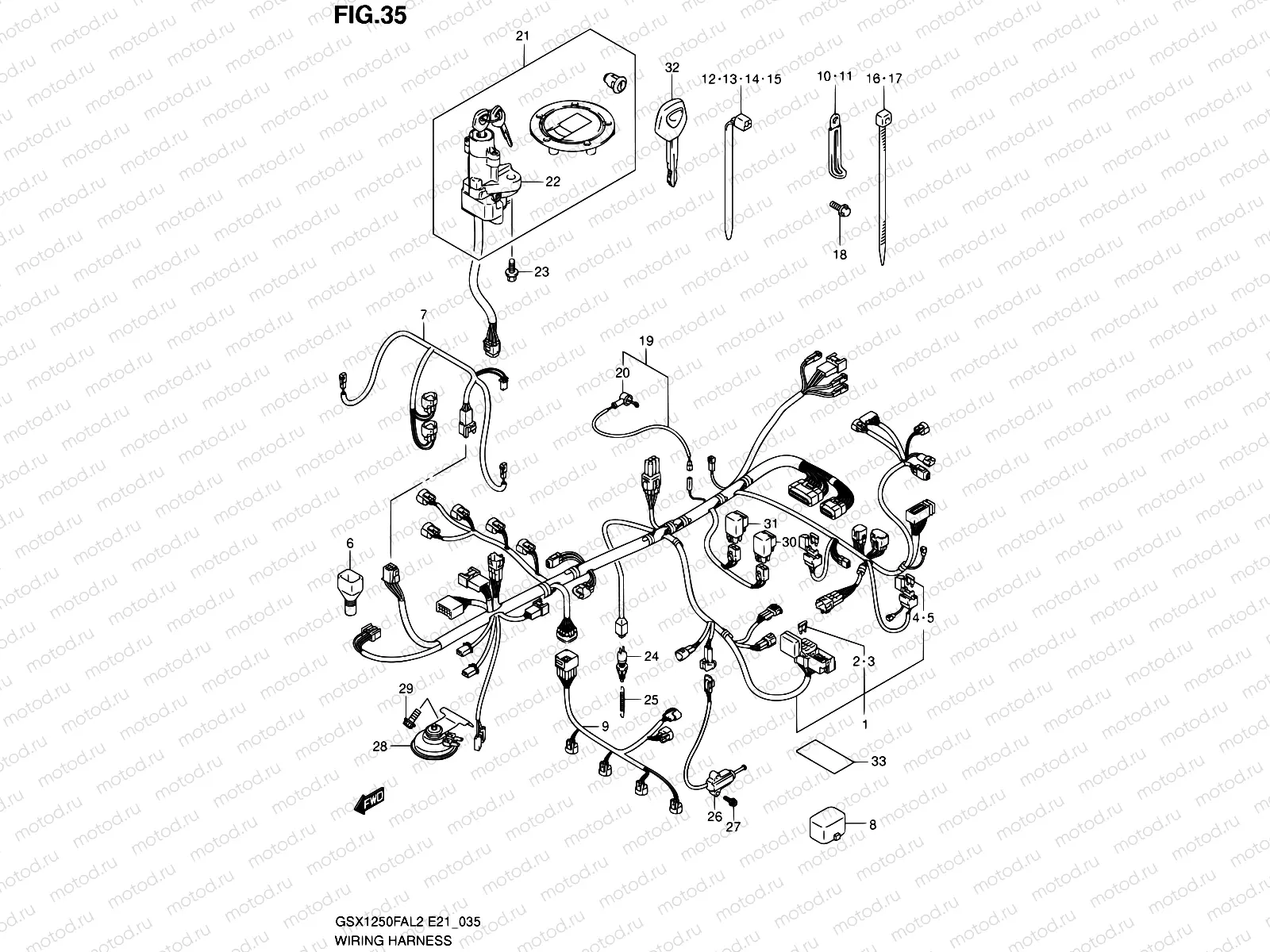 35 - WIRING HARNESS (GSX1250FAL2 E21)