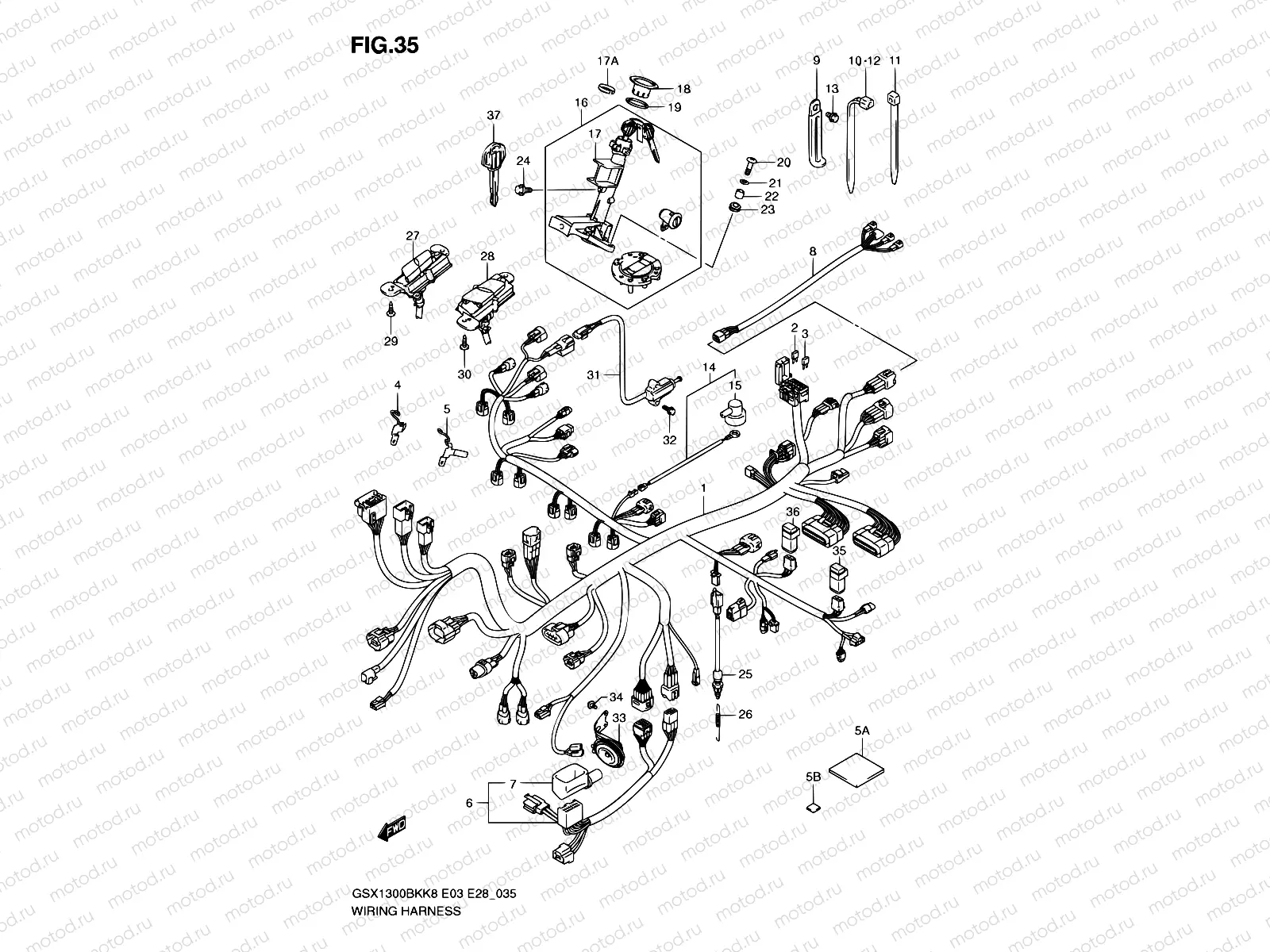 35 - WIRING HARNESS (GSX1300BKK8/K9 E33)