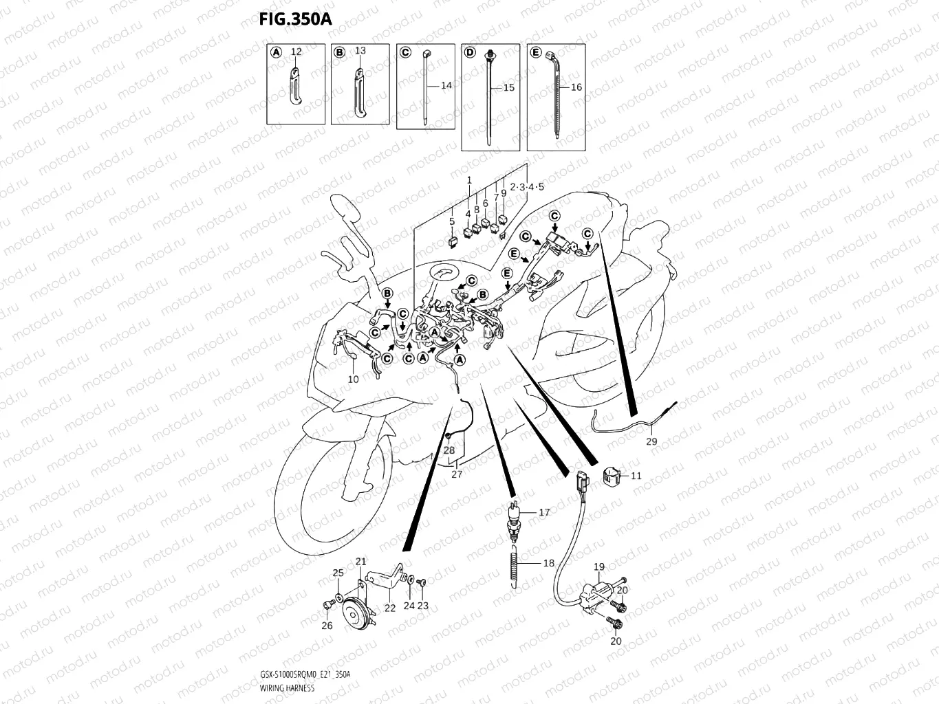 350A - WIRING HARNESS ((GSX-S1000SRQ,GSX-S1000STQ):E21)
