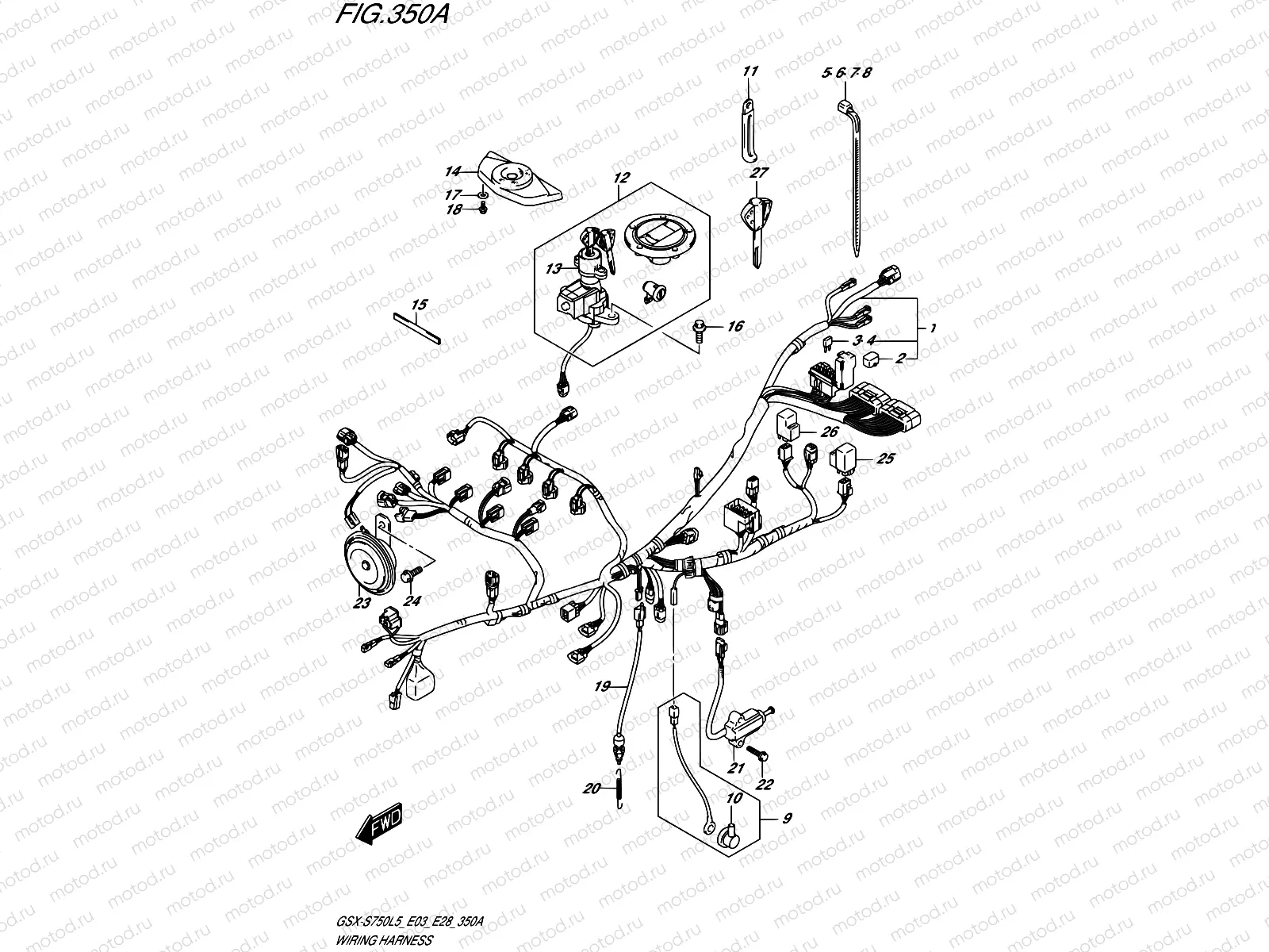 350A - WIRING HARNESS (GSX-S750L5 E03)