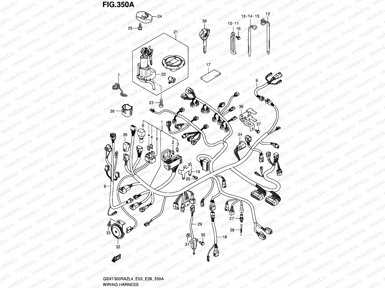 350A - WIRING HARNESS (GSX1300RAZL4 E03)