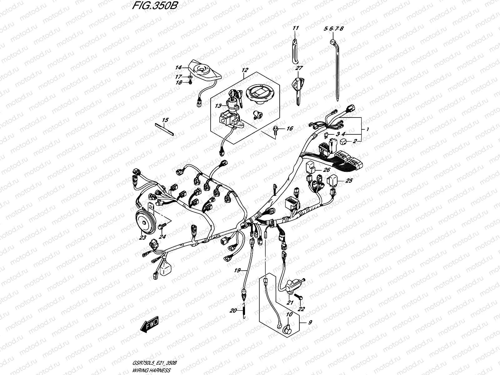 350B - WIRING HARNESS (GSR750UEL5 E21)