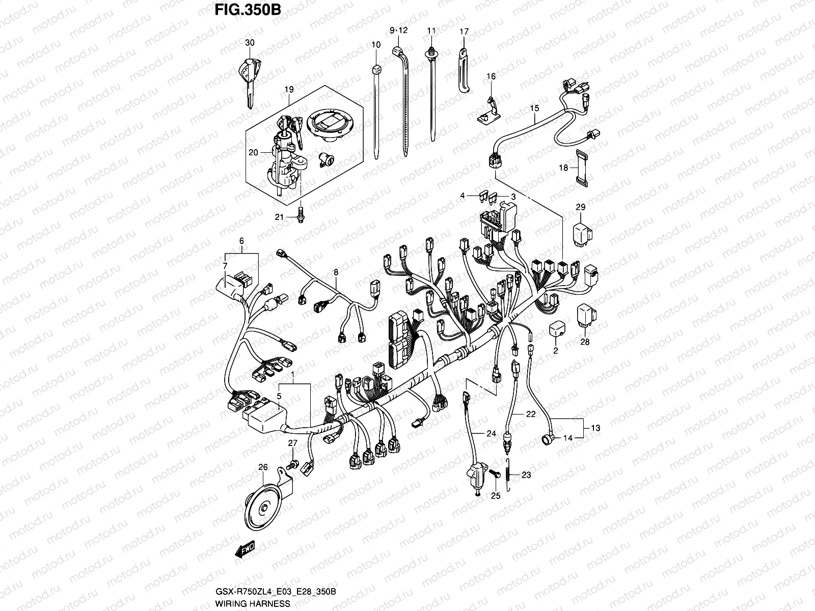 350B - WIRING HARNESS (GSX-R750ZL4 E28)