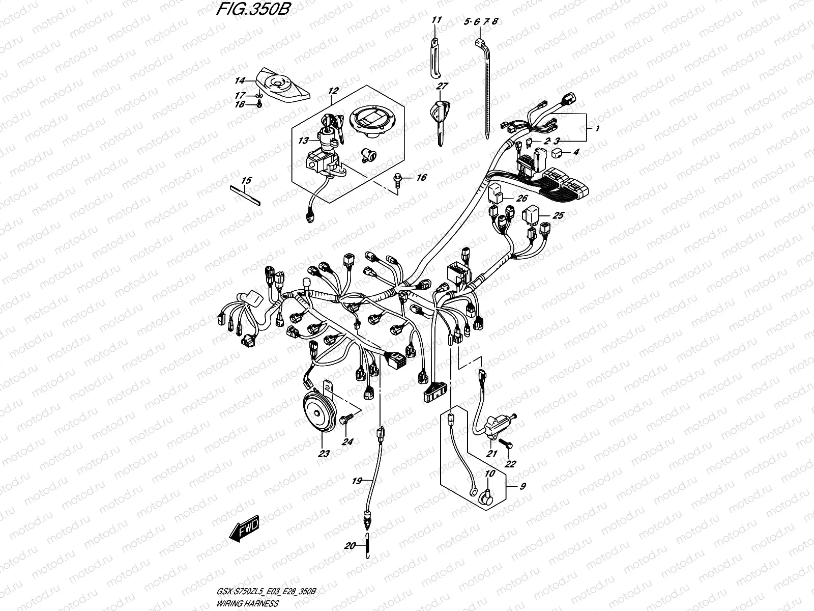 350B - WIRING HARNESS (GSX-S750ZAL5 E28)