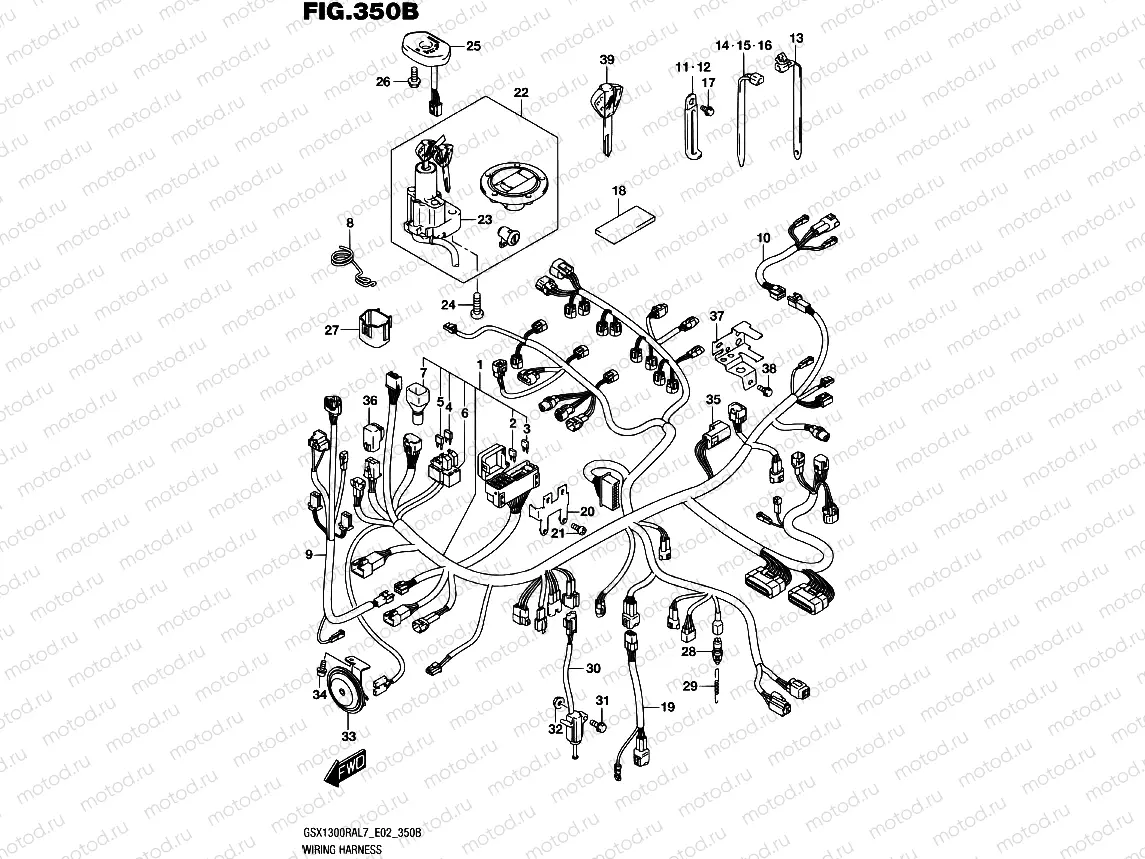 350B - WIRING HARNESS (GSX1300RAL7 E19)