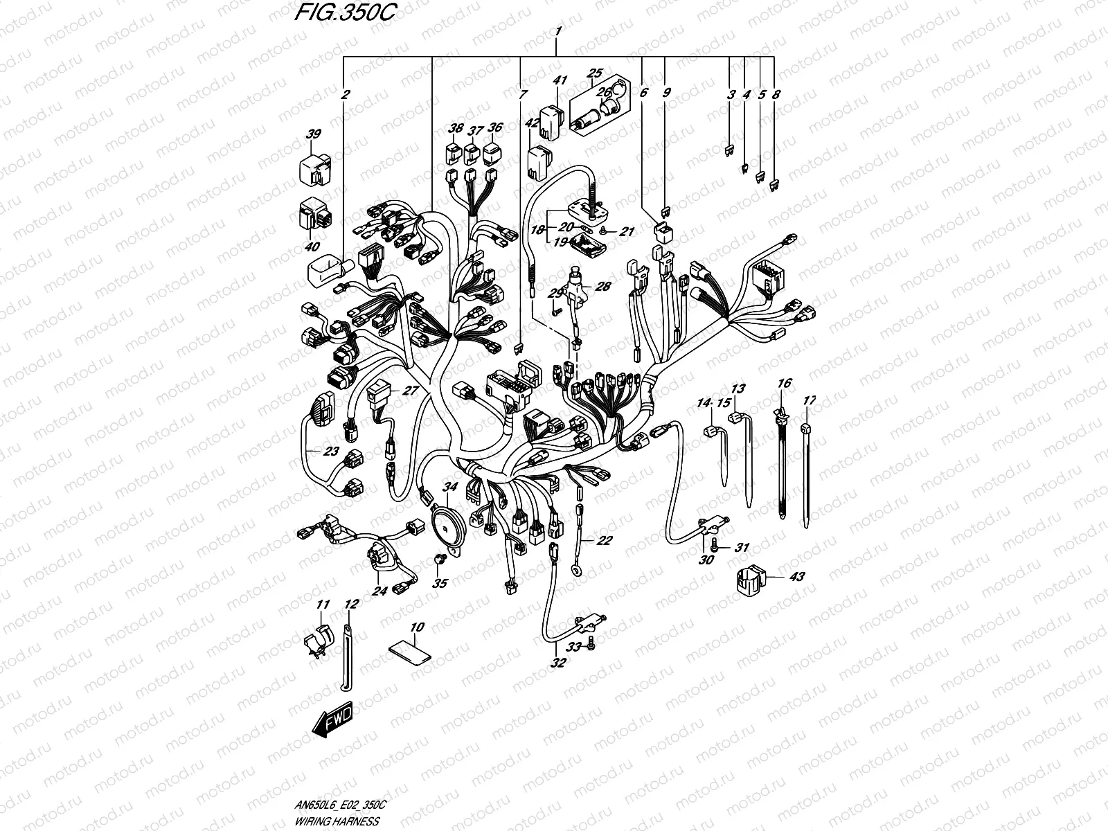 350C - WIRING HARNESS (AN650ZL6 E19)