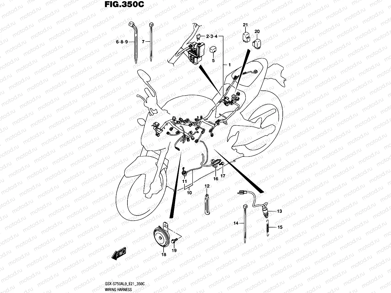 350C - WIRING HARNESS (GSX-S750ZAL9 E21)