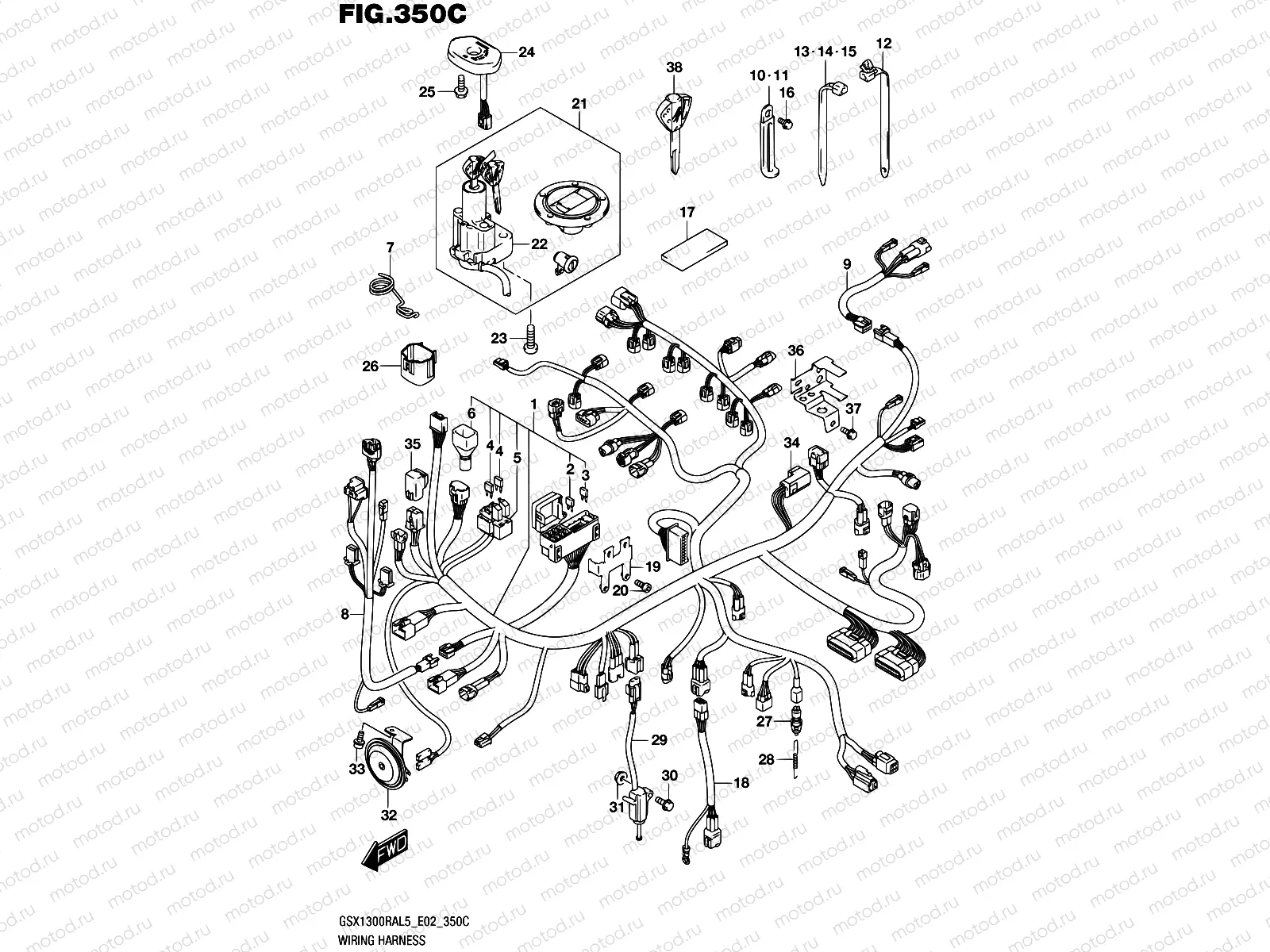 350C - WIRING HARNESS (GSX1300RAUFL5 E19)