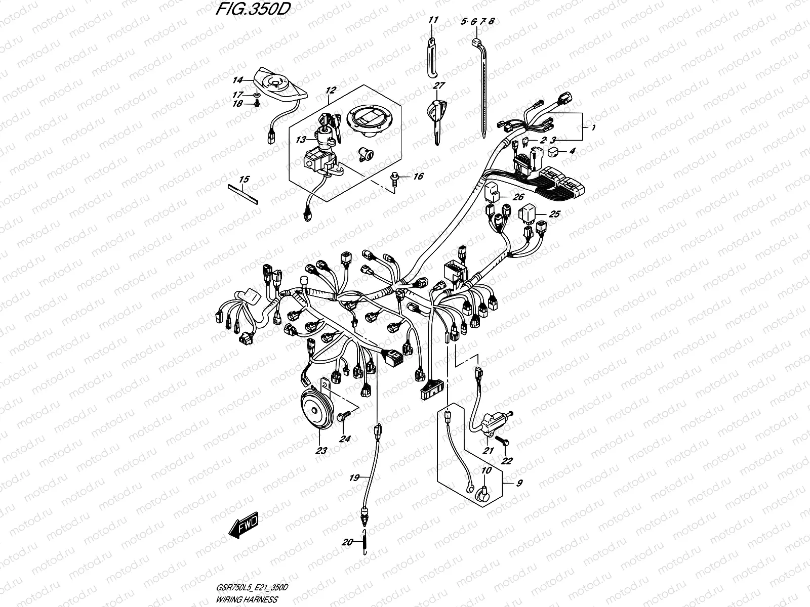 350D - WIRING HARNESS (GSR750AUEL5 E21)