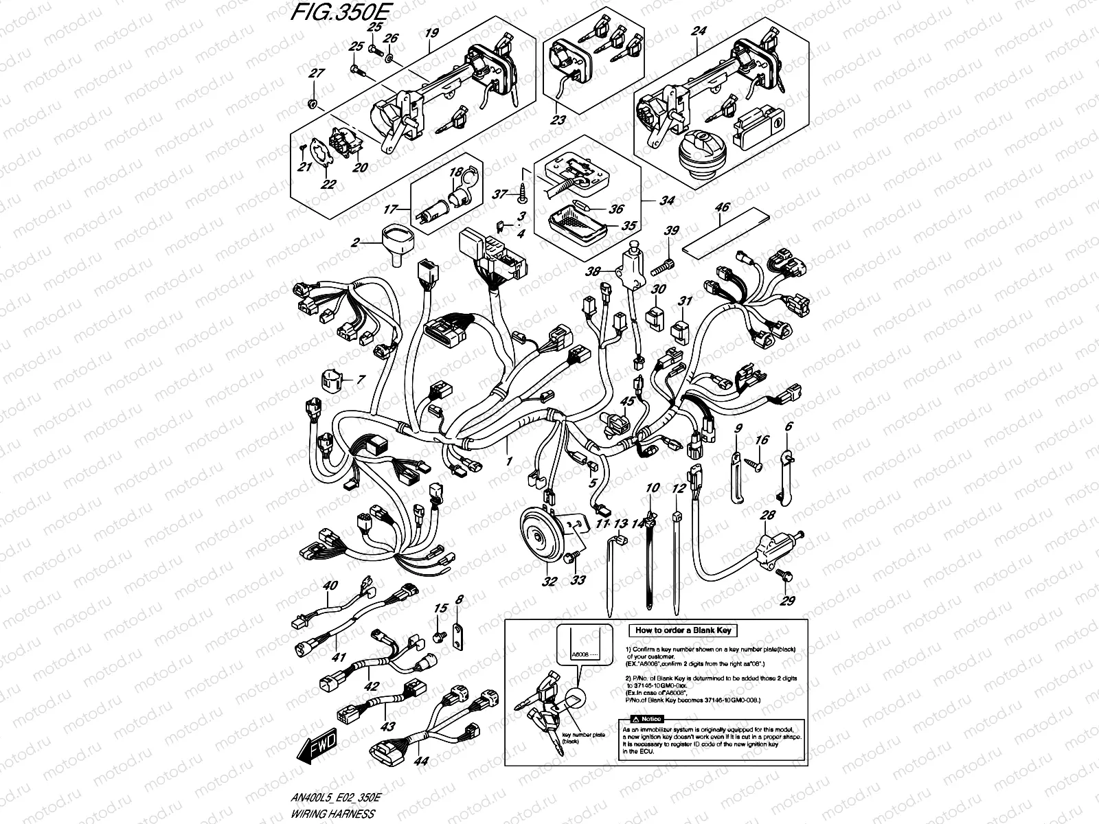 350E - WIRING HARNESS (AN400ZAL5 E19)