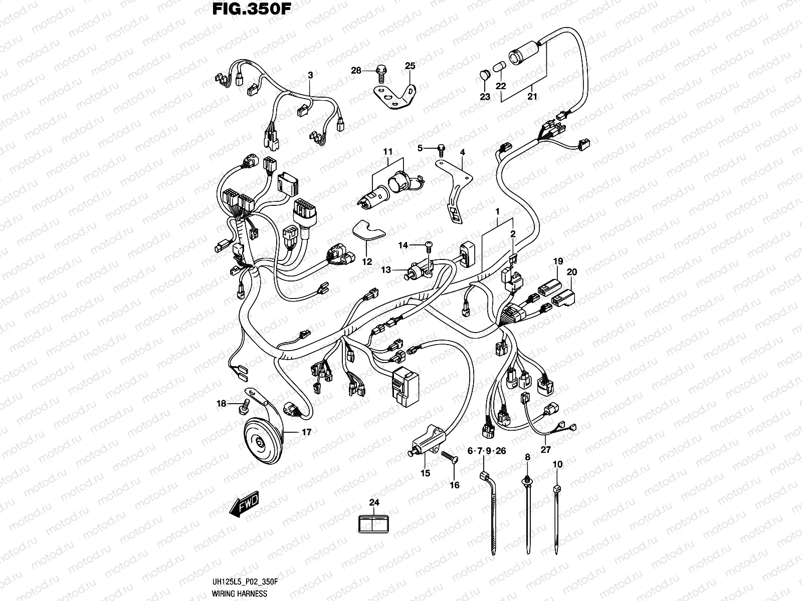 350F - WIRING HARNESS (UH125AL5 P19)